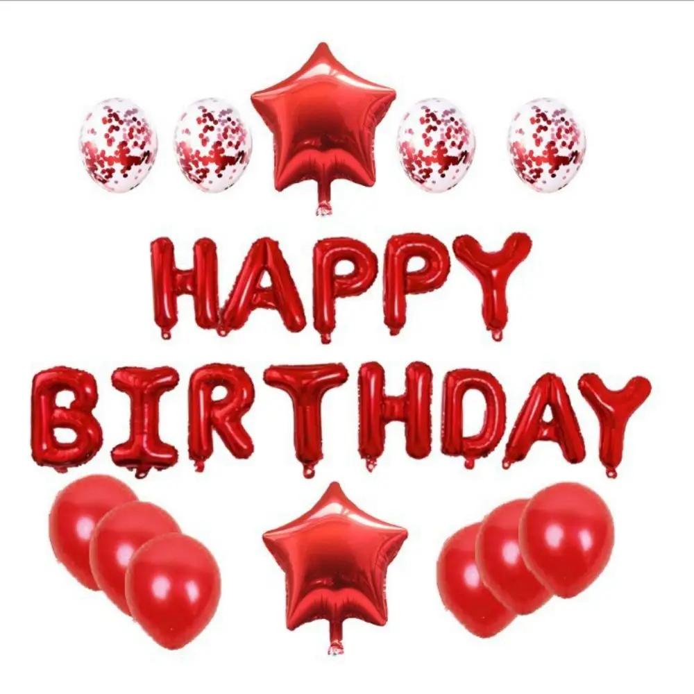 25 Stück/Set Happy Birthday Ballons Set Folien Buchstabenballon Girlande Wimpel Banner Kinder Geburtstagsparty Babay Shower Dekoration