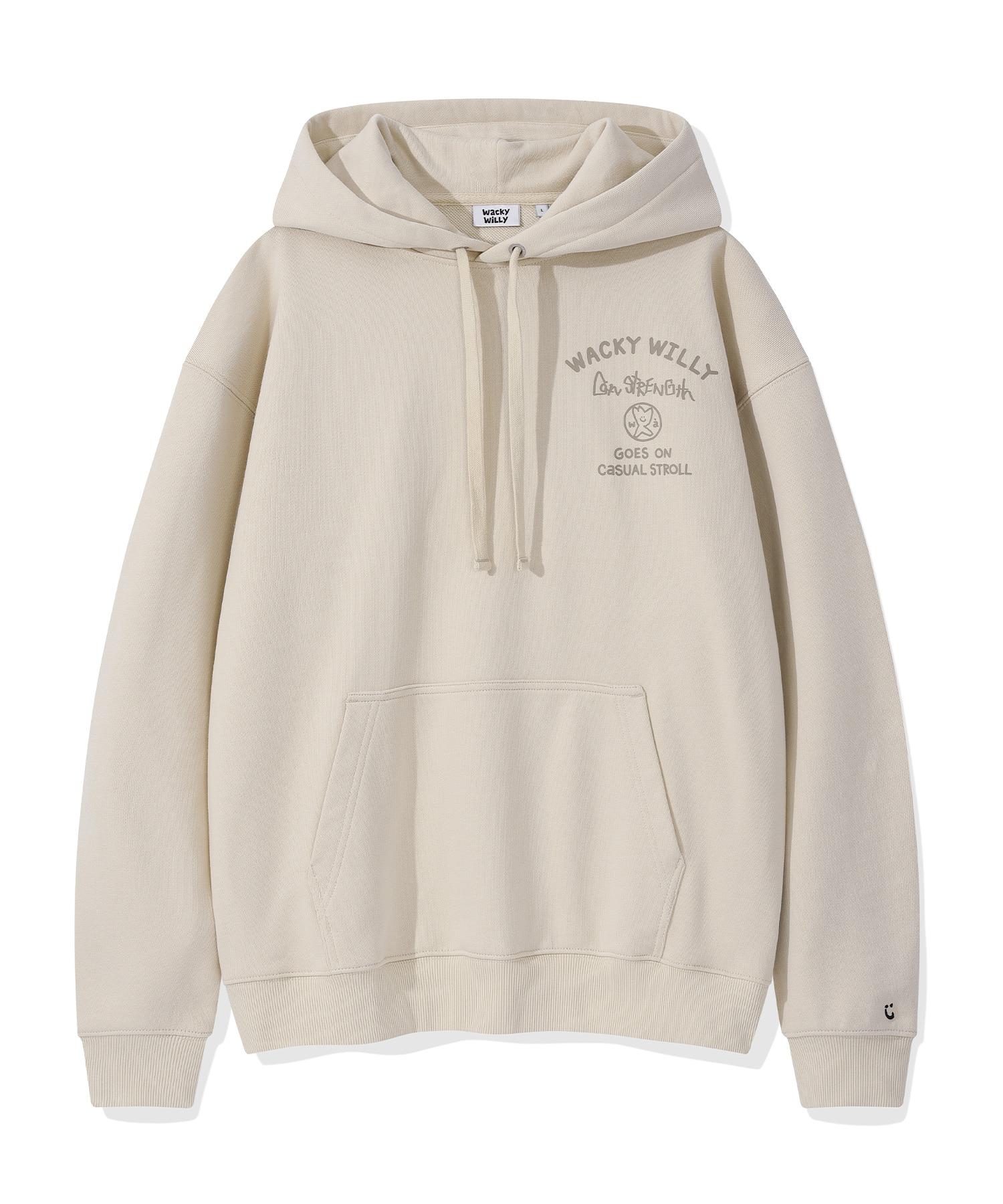 Wacky Willy Lettering Heavy Terry Hoodie Beige M