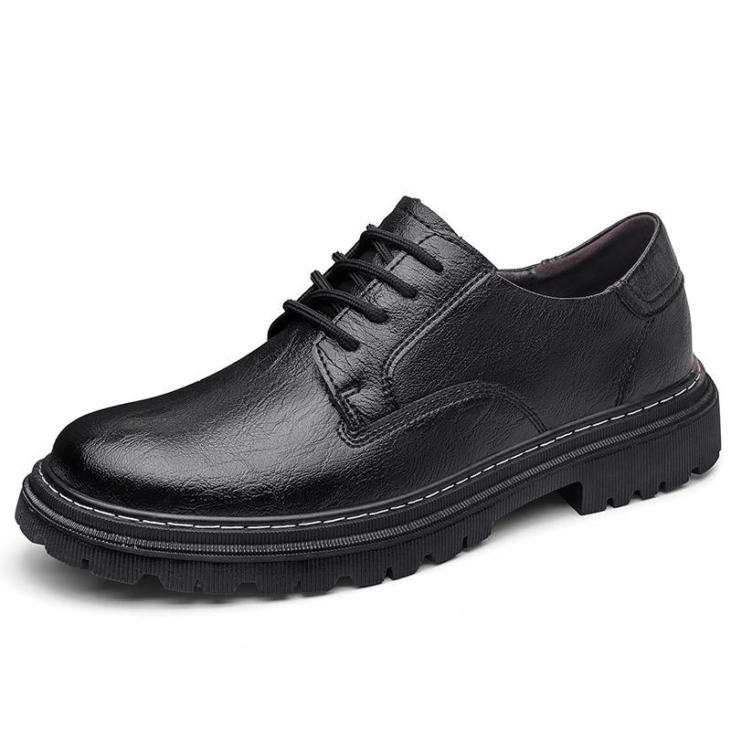 Men s British Style Leather Shoes: Casual, Retro, Versatile Spring/Autumn Footwear 43 чёрный