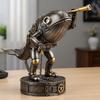 Steampunk Animal Explorer Statue Vintage Animal Desk Figurine Animal Sculpture with Gear
