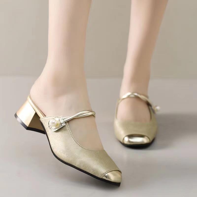 Baotou Sandals Women's Summer All-match French Thick-heeled Single Shoes with Skirt Fairy Style Mary Jane Women's Shoes