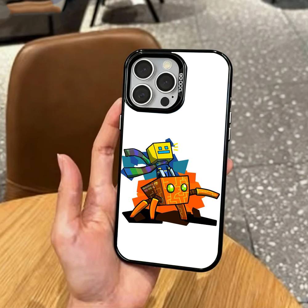 Retro G-Geometry D-Dash Game Phone Case For iPhone17,16,15,14,13,12,11 Plus,Pro Max Colored Silver Plated Inside Cover
