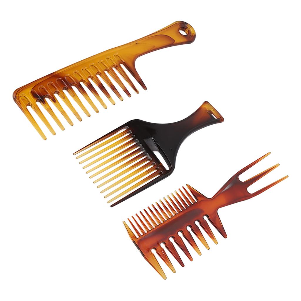 3pcs Hair Comb Set Professional Portable Home Barber Shop Wide Teeth Hair Pick Comb Styling Tool