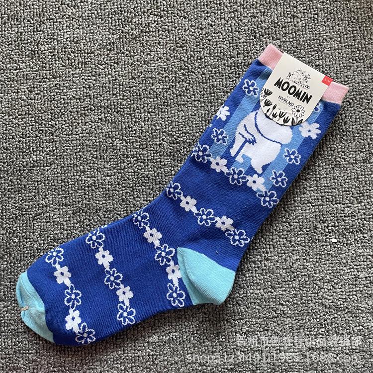 Calzini di Cotone alla Moda Moomin Cartone Animato a Metà Polpaccio - Stile Quattro Stagioni One Size (36-40)