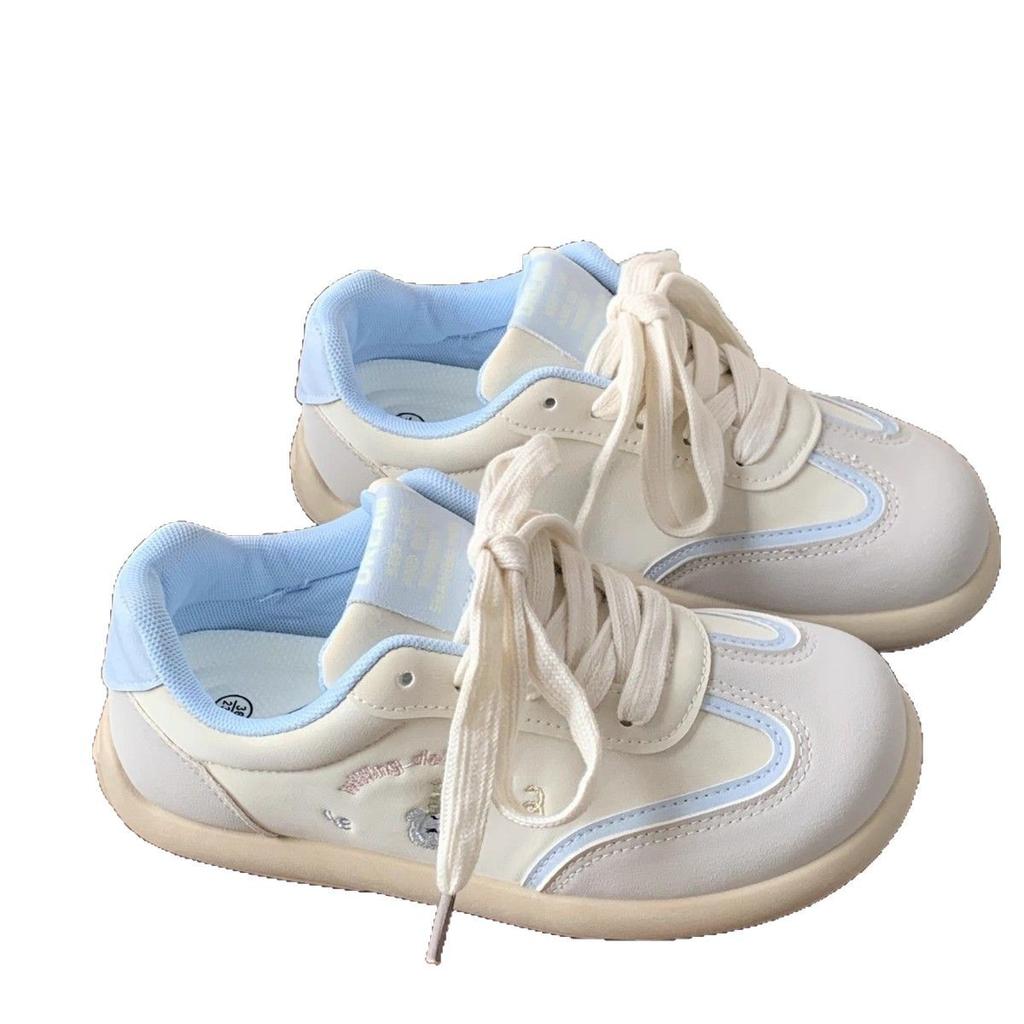 2025 New Campus Chic Big Head Sports Board Shoes Women's Versatile Board Shoes Show Small and Light Feet German Training White Shoes Tide