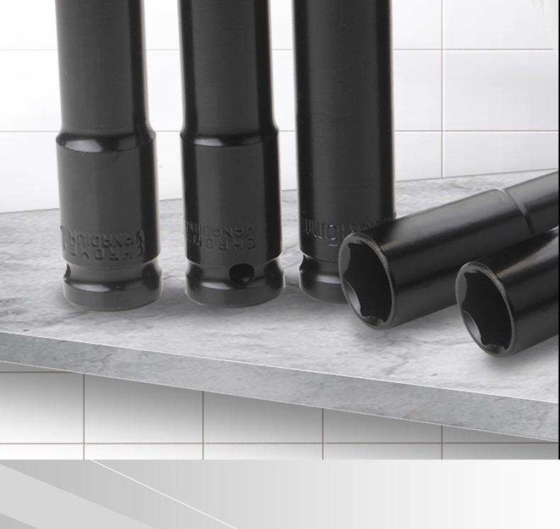 Pneumatischer Elektroschrauber: 10-teiliger schwarzer Sechskant-Steckschlüsselsatz mit verlängerter Spitze