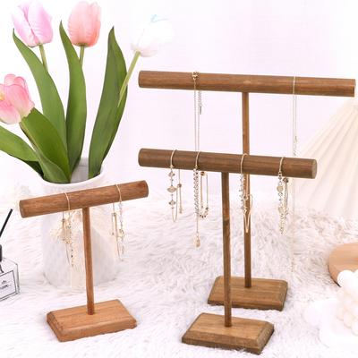 Wooden Jewelry Bracelet Storage Display Chain Watch T-Bar Rack Organizer Hard Stand Holder Jewelry Display Bracelet Display Rack