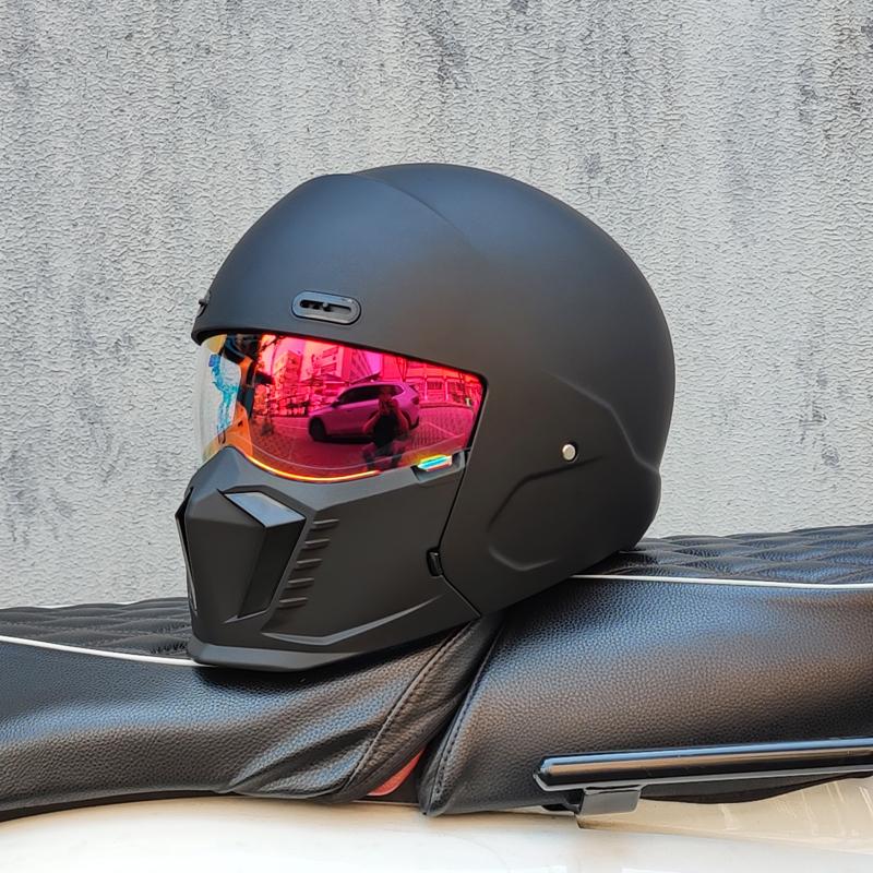 Căști de motocicletă ORZ Cască integrală deschisă 3/4 pentru bărbați Vizieră dublă cu protecție solară internă colorată Omologat DOT