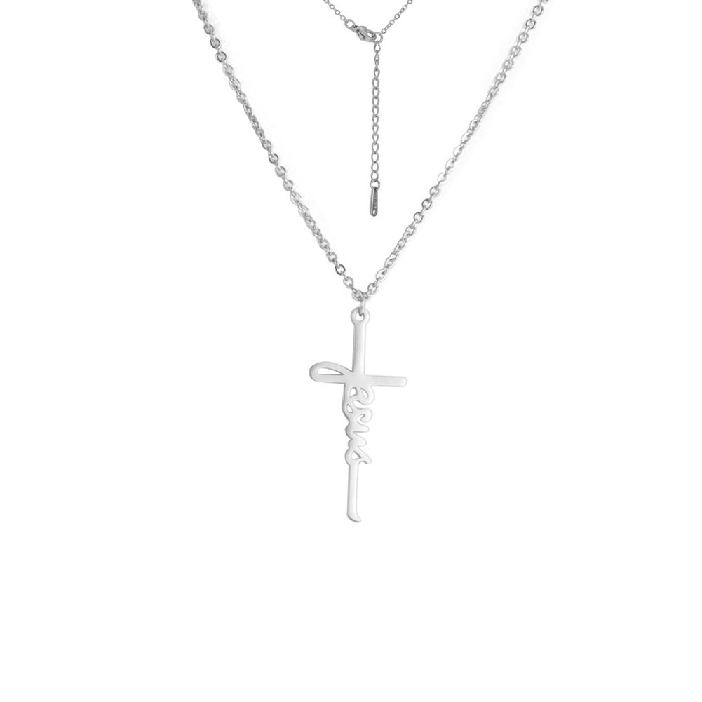 Cazador Stainless Steel Jesus Cross Pendant Necklace for Women Faith Hope Strength Choker Necklace Jewelry Gifts 2026 Wholesale