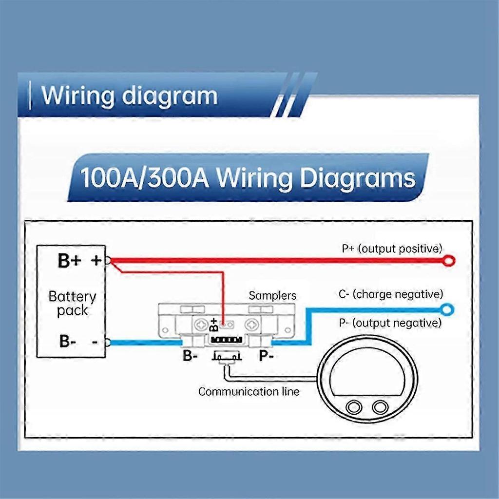 DC 8V-100V Battery Monitor with Shunt Voltage Current Coulomb 100A Hwy