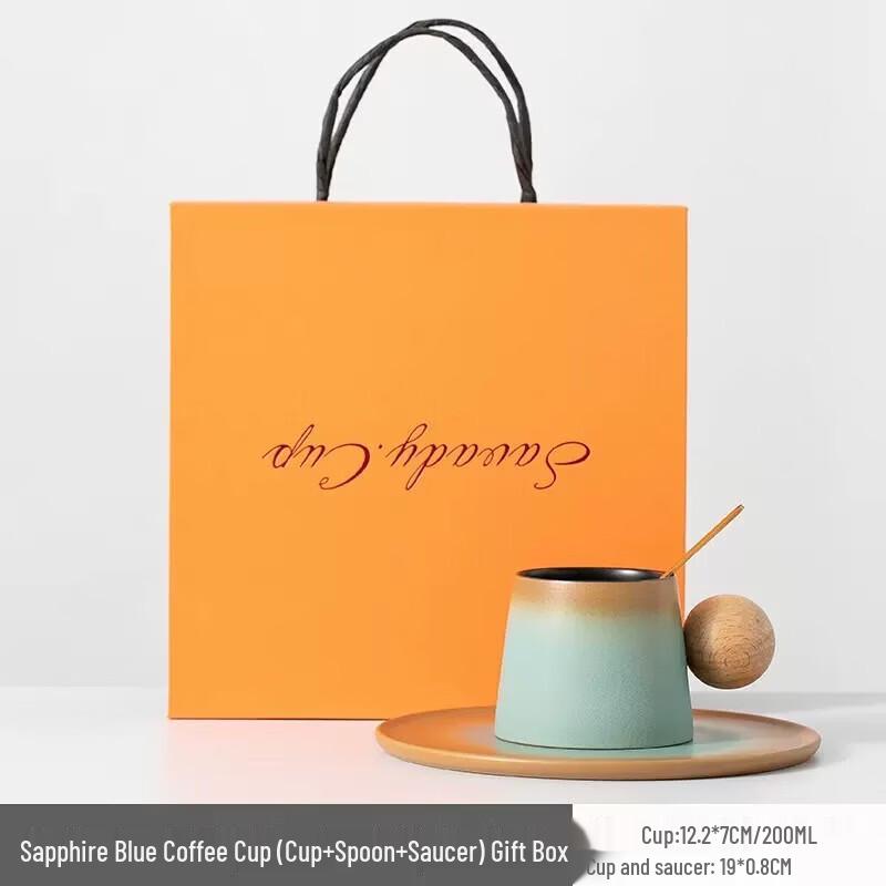 Tao Zhidao Wood Ball Handle Ceramic Mug Gift Set
