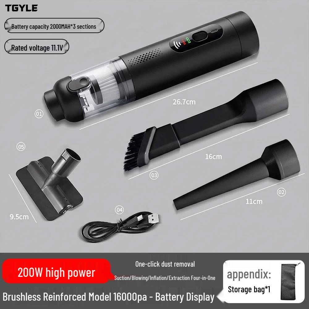 Handheld Cordless Car Vacuum: Dual Suction & Blow, Portable Pet Hair Remover