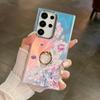 Electroplating Laser Flower Imd Hard Shell Suitable for Samsung S25ultra Ring Bracket S24Plus Mobile Phone Case A56