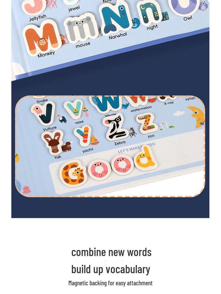 Magnetic Educational Puzzle Book: Baby's First English Words - Certified Safe