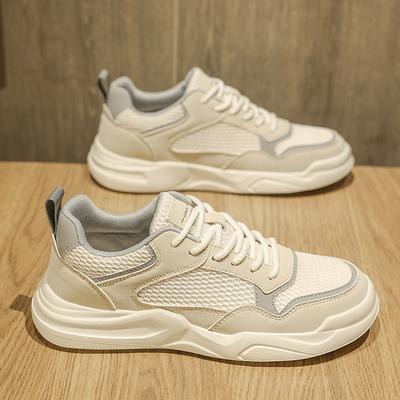 Men's Shoes Spring and Summer Mesh Breathable 2025 New Platform White Shoes Men's Ultra-light Sports and Leisure Board Shoes