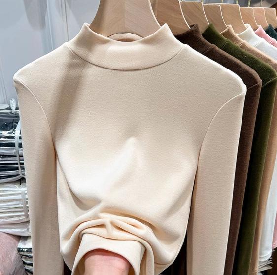 Women's Thermal Fleece Long Sleeve Top - Half-High Neck for Autumn/Winter