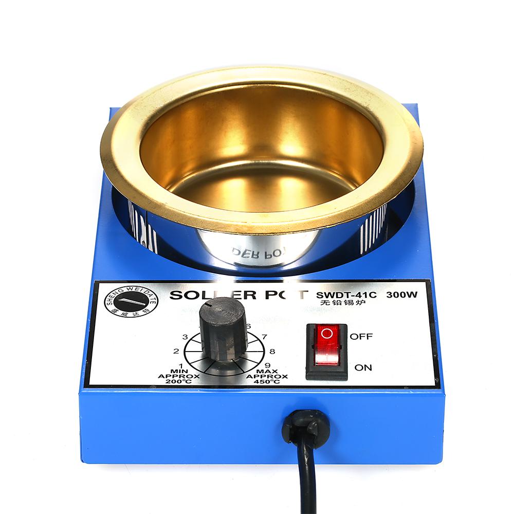 300W 100mm 1200g Soldering Pot Stainless Steel Solder Pot Compact Temperature Solder Bath for Welding and Soldering