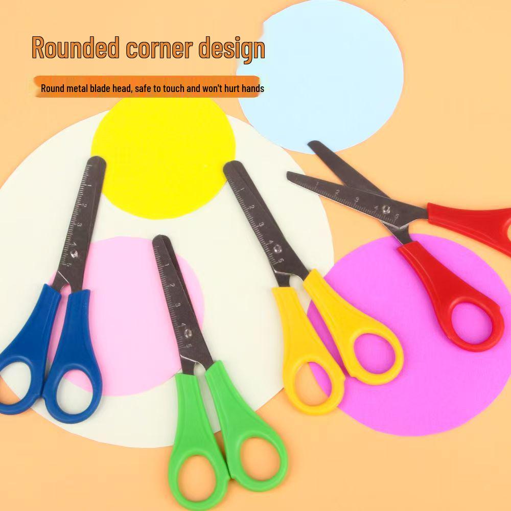 Children s Safety Stainless Steel Ruler Scissors for Origami and Craft – Small, with Scale синий