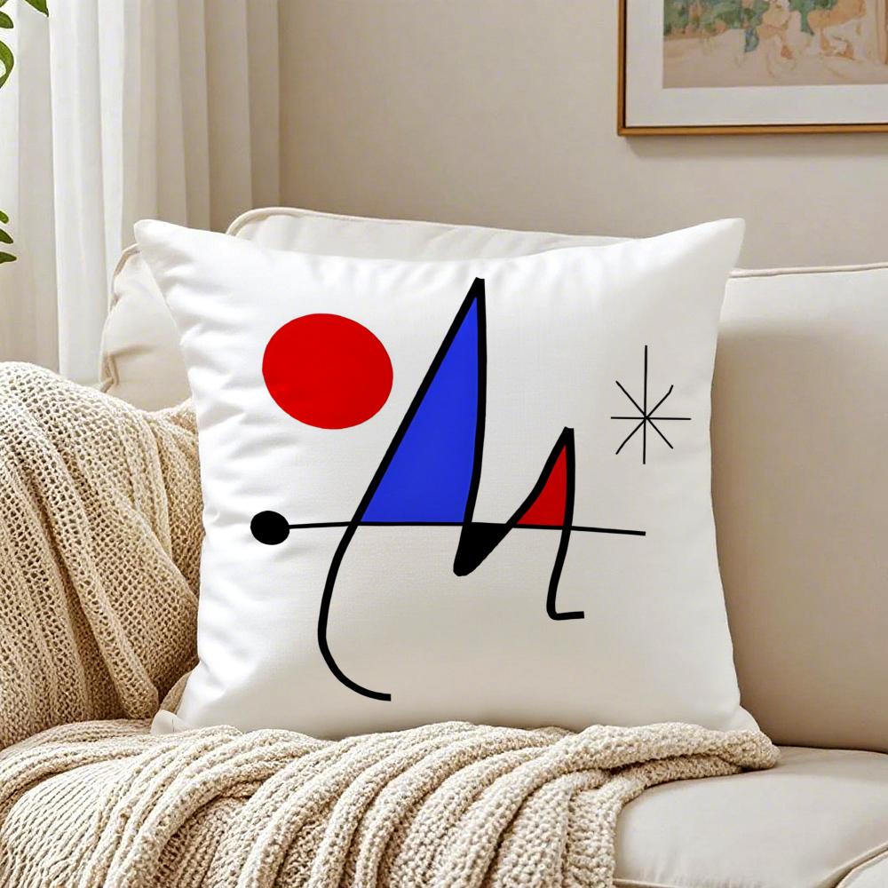 JJoan MMiro Abstract Art Painting Cushion Cover Linen Pillowcase Soft for Sofa Bed Home Room Decor