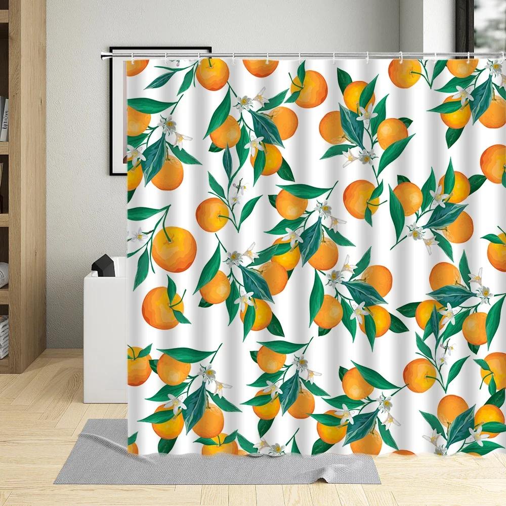 Cartoons Fruit Waterproof Bathroom Decor Banana Watermelon Avocado Printing Shower Curtain Polyester Fabric Curtains With Hooks