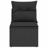 vidaXL Gartensofa ohne Armlehnen mit Kissen Schwarz Poly Rattan