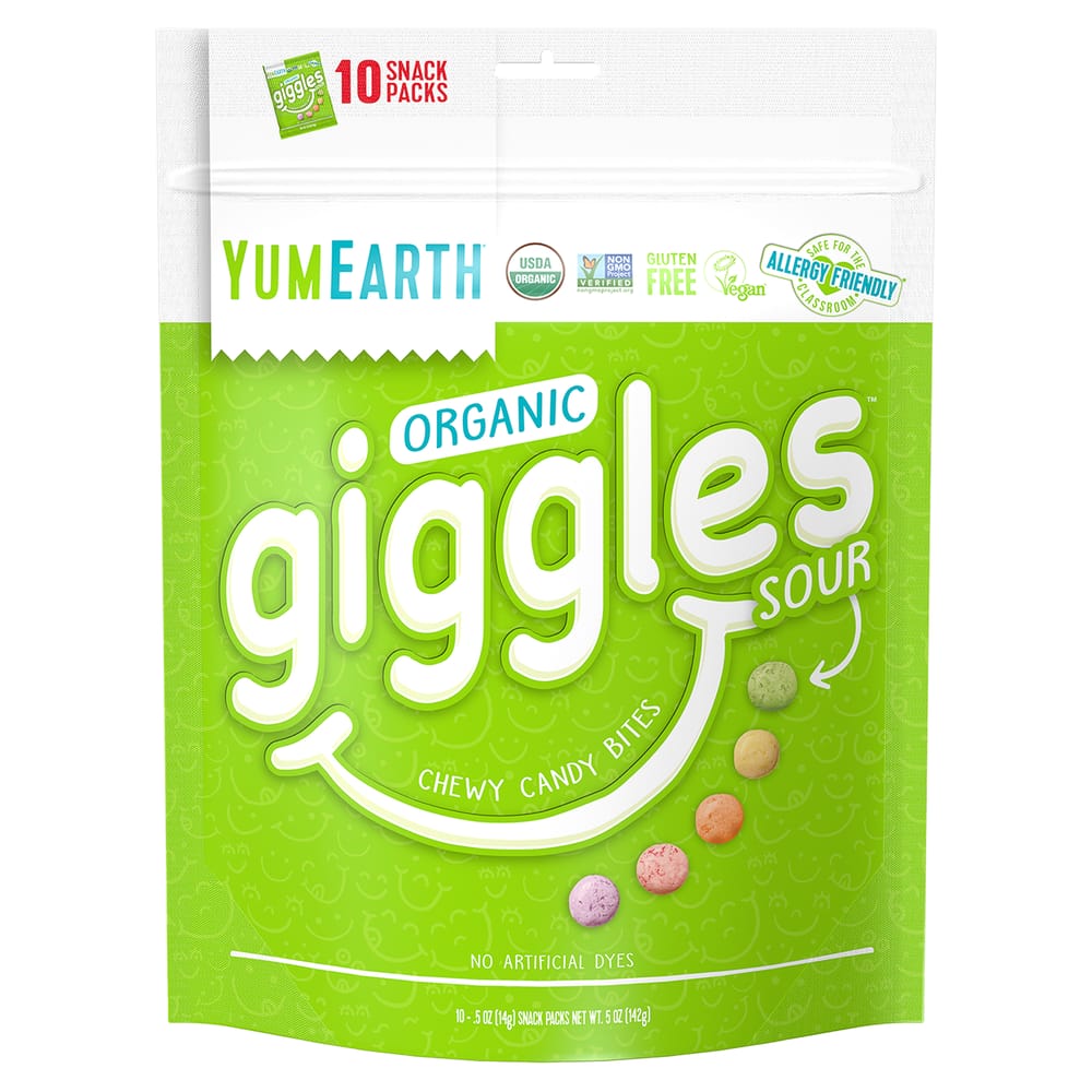 YumEarth Giggles Sour Snacks, 10 Packs, 14g Each (Total Approx. 5 oz)