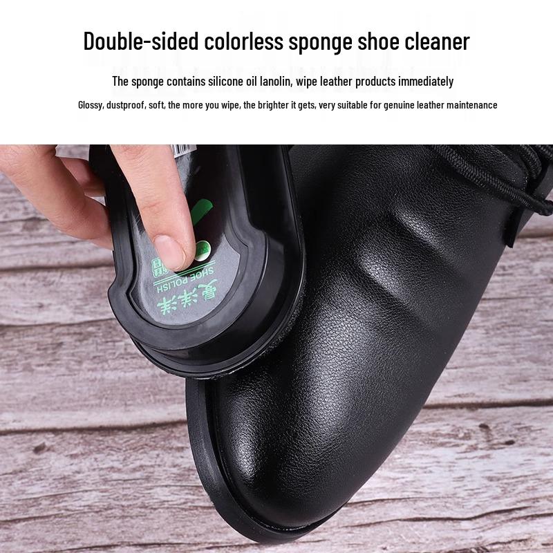 Shoe Care Kit: Polish, Brush, Sponge & Wax for Leather - Colorless, Brown, Black