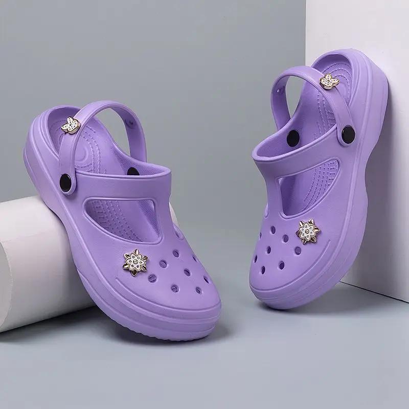 Fashion Cute Kawaii Thick Junior Green Slides Mules Outside Shoes Women's Slippers and Ladies Sandals Soft On Beach Indoor Waterproof F