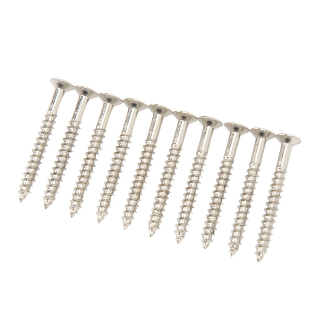 10PCS Silver Guitar Neck Mounting Screws Metal Guitar Neckplate Screws For Guitar