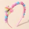 Cute Rainbow Butterfly Hair Bands 1pcs Princess Headband with Sweet Plush Ball for Baby Girls Soft Hair Hoop Headwear Accessory