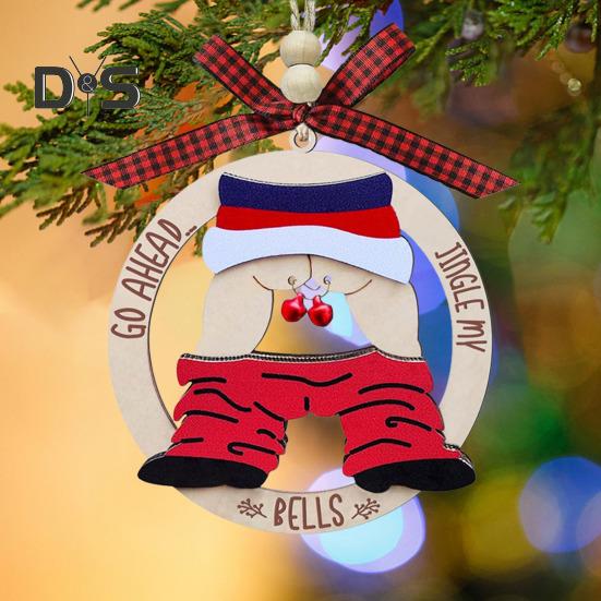 1/3Pcs Funny Christmas Ornaments Wooden Naughty Ugly Xmas Tree Hanging Sign Inappropriate Dirty Santa Decoration for Holiday Home Decor