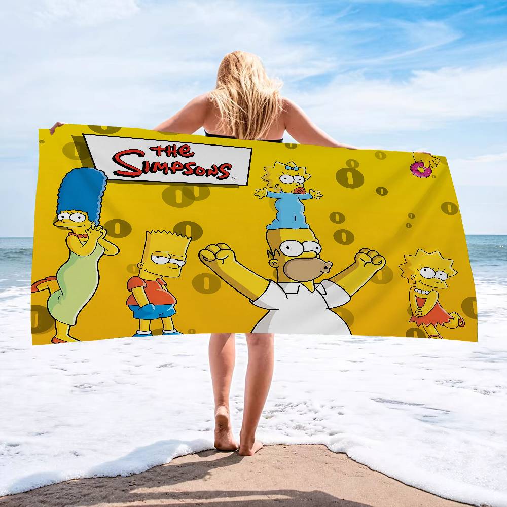 Cartoon The S-Simpsons Bath Towel Microfiber Soft Water Absorbing Breathable For Girl Kids Decorative Cartoon Beach Towel