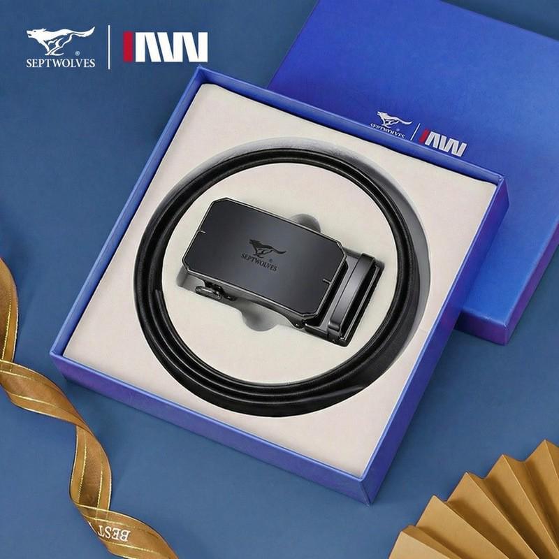 Sieben Wölfe Herren Vielseitiger Ledergürtel mit Automatikschließe - Ideal für Business- oder Freizeitkleidung