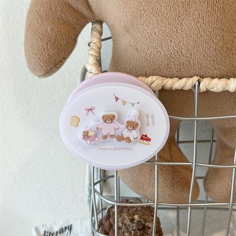 Pink Polka Dot Little Bear Magnetic Phone Case for iPhone 17, Apple 16 Pro Max, 15, 14 - Girly Design
