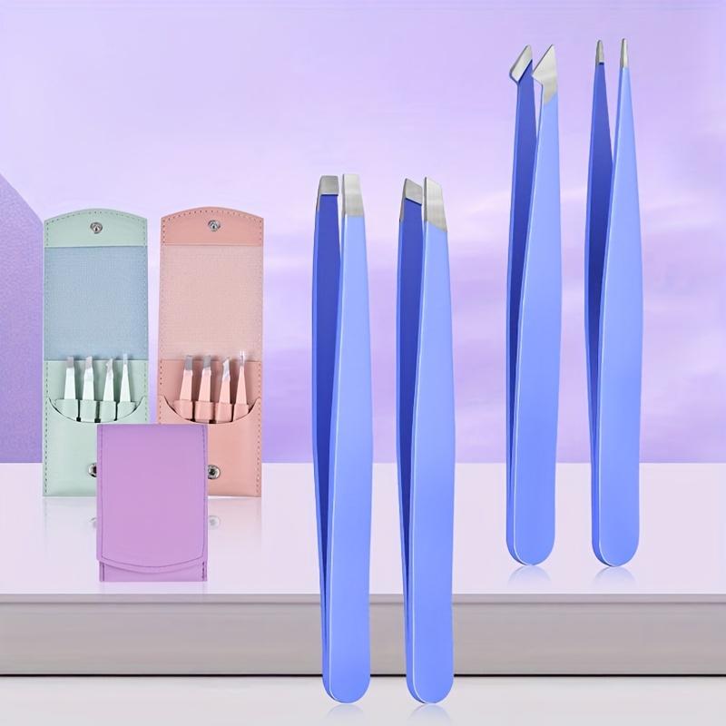Summer Color 4 in 1 Stainless Steel Eyebrow Tweezers Set Makeup Tools for Eyelash Removal Long Lasting Anti Rust and Easy