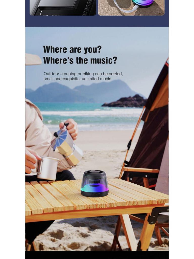 Magnetic Bluetooth Speaker Phone Stand with RGB Light and TWS Subwoofer for Outdoor Use