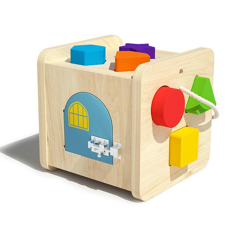 Multifunctional Wooden Shape Sorting Cube - Early Education Toy for Preschoolers