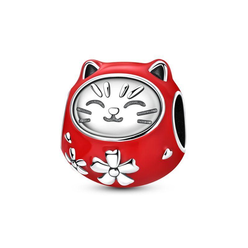 Original 925 Silver Cute Black Cat Charms Moon Dog Cat Paws Beads Pendants Rings Fit Bracelet Necklace DIY Jewelry Gift