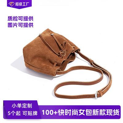 Vintage Leder Damen Tasche Schleifendesign Bucket Bag Matte Textur Unterarm Schultertasche Tasche