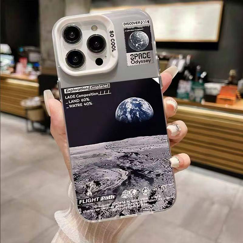 

Moon Surface Silver Shell Phone Case for Apple 11/12/13/14/15/16/Pro/Pro Max/X 15 ProMax