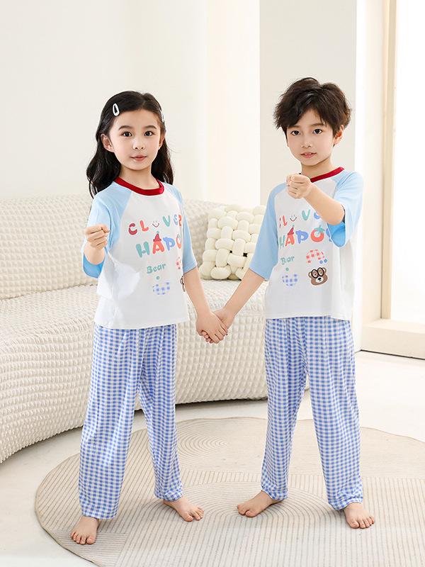 Modal Kids' Pajama Set: Boys' Toddler Short Sleeve & Long Pants, Girls' Cartoon Casual Wear