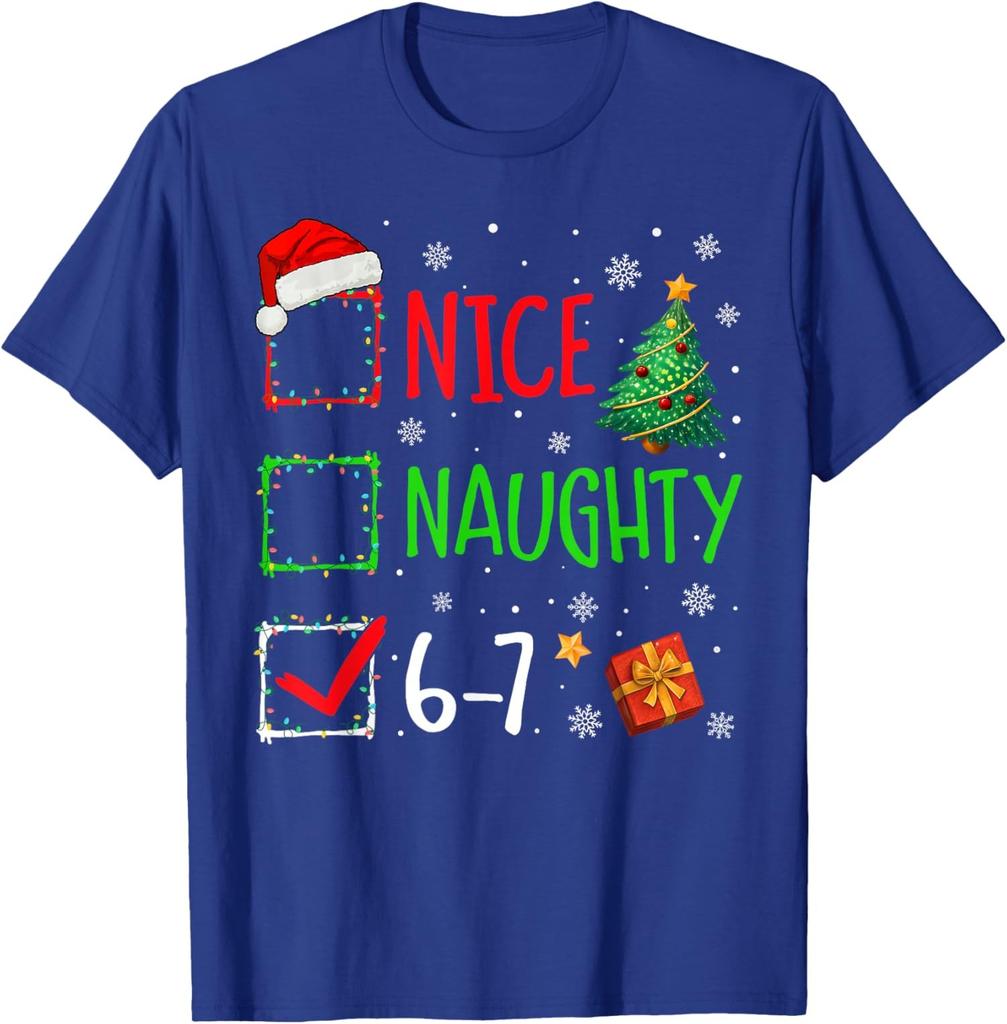 Christmas Nice Naughty 67 Brainrot Funny Meme Unisex T-Shirt