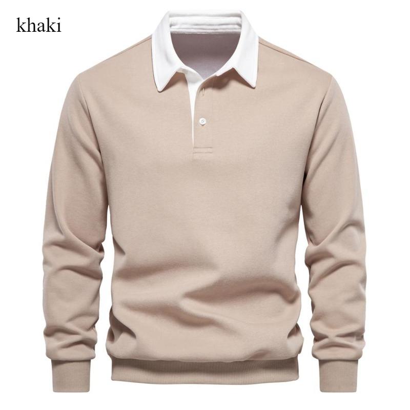 2024 New Autumn Winter Long-sleeved Polo Neck Hoodie Casual Sports Shirt Fashion Design Men's Cotton Top