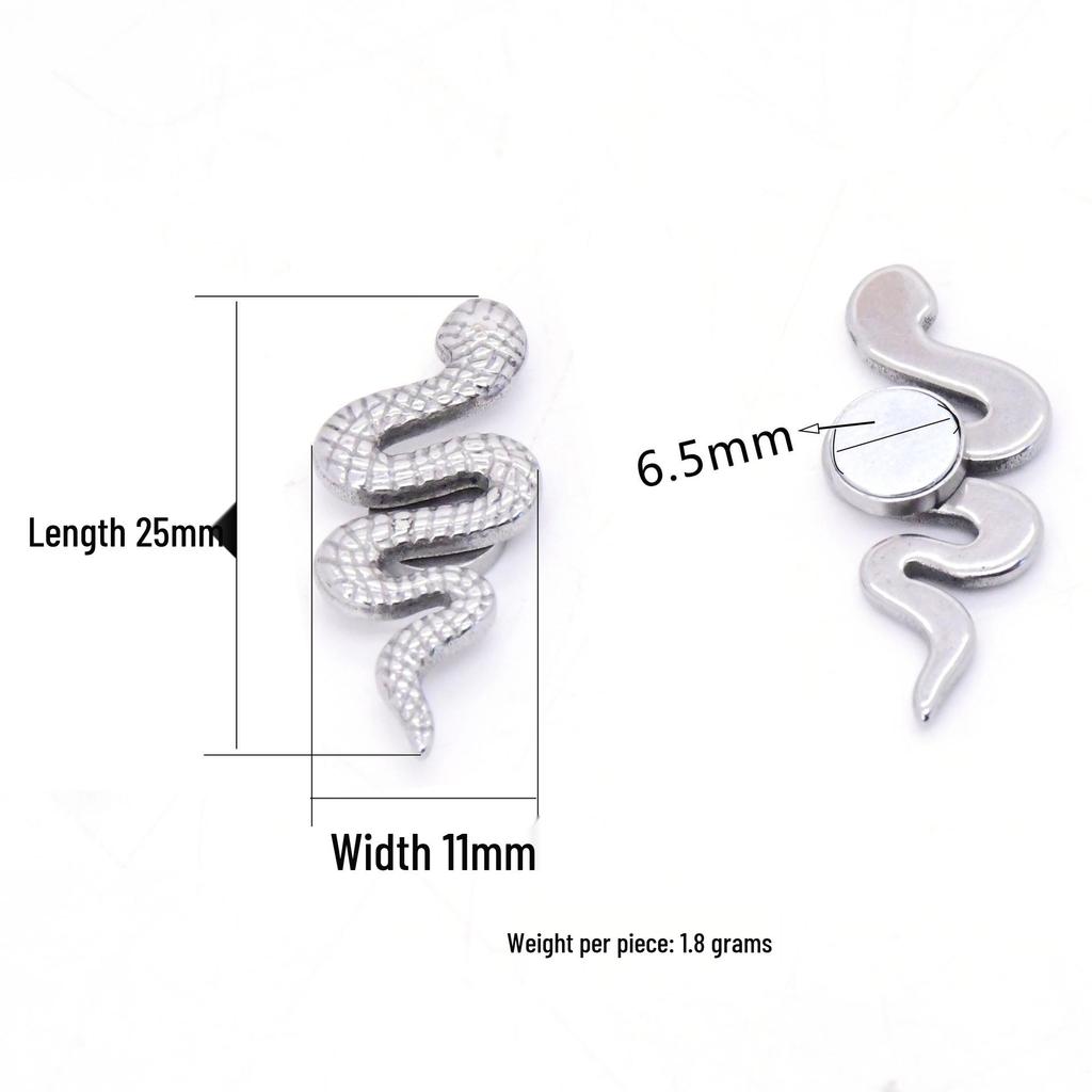 Trendy Snake-Shaped Stainless Steel Magnetic Ear Clip Earrings
