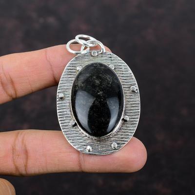 Sudraba spīduma obsidiāna kulons ar rokām darinātas dizaineru rotaslietas 925 sterliņu sudraba kulons Īsta dārgakmeņu rotaslieta Dāvana mammai Skaists sudraba kulons