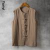 Men's Retro Chinese Linen Tang Vest - Loose Fit Sleeveless Waistcoat