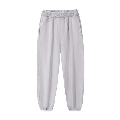 Gray Heavy Pure Cotton Frying Snowflake Washing Water Used for Old Casual Legs, Small Feet, Close Drawstring Sports Sweatpants