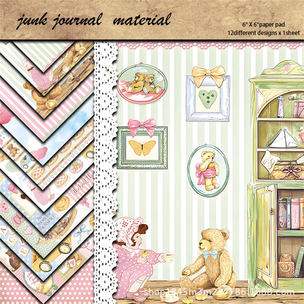 12 Sheets Retro European & American Style Collage Background Paper for Journaling