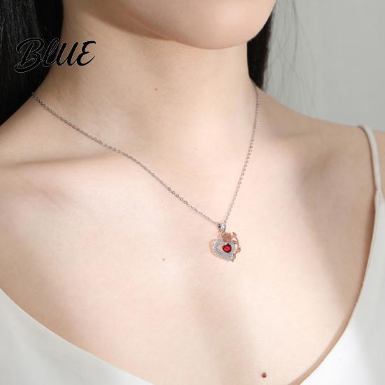 Heart Rose Necklace And Women Faux Gem Red Pendant Jewelry