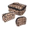 3pcs Makeup Cosmetic Storage Bag PU Leather Waterproof Zipper Closure Toiletry Products Travel Pouch Set